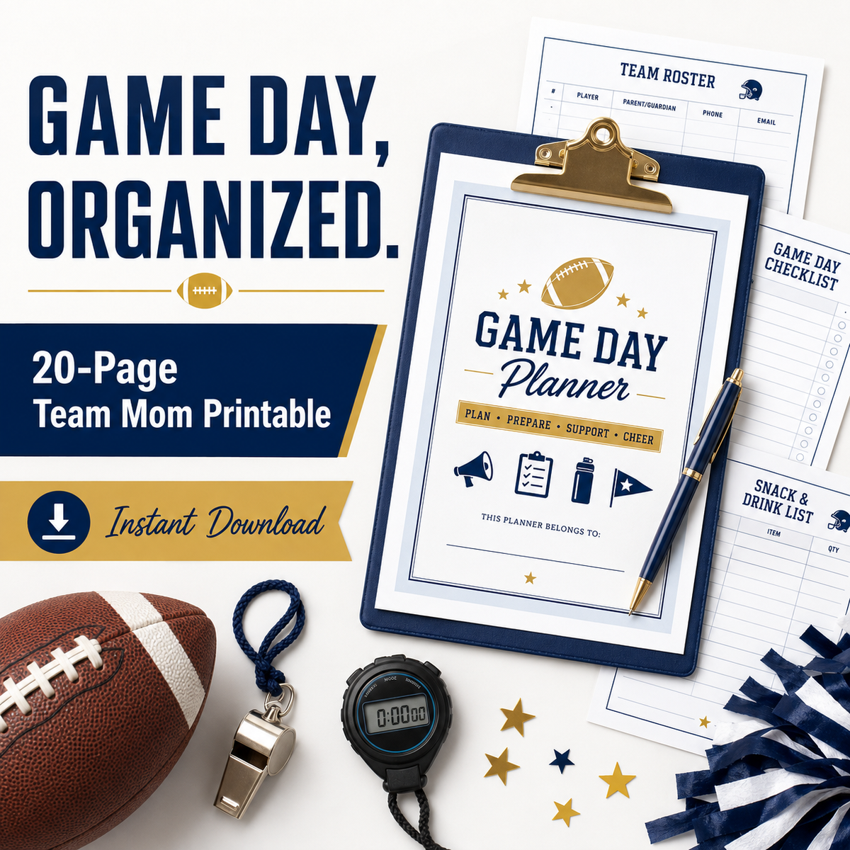 Team Mom Game Day Command Center 20-page printable organizer